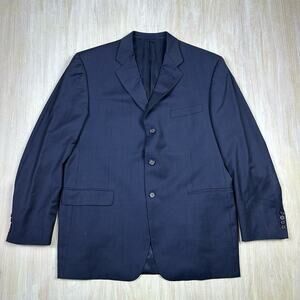 Burberry Kensington Navy Blue Three Button 100% Wool Men's Blazer Jacket 44R